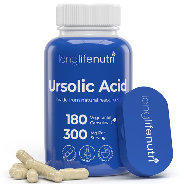 Ursolic Acid 300mg - Sourced from Rosemary Leaf Extract, 180 Vegetarian Capsules