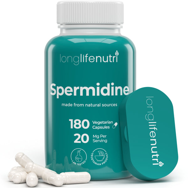 Spermidine 20mg - 180 Vegan Capsules, Lab Tested, Crafted in USA