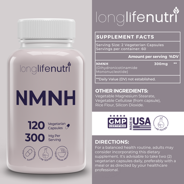 NMN Alternative - NMNH 300mg 120 Vegan Capsules, NAD Supplement for Energy