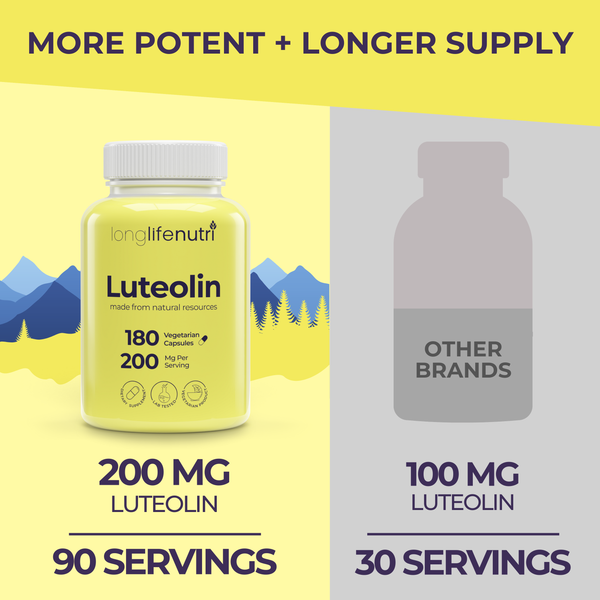 Luteolin 200mg for Strengthen Cognitive Function, 3-Month Supply, Made in USA