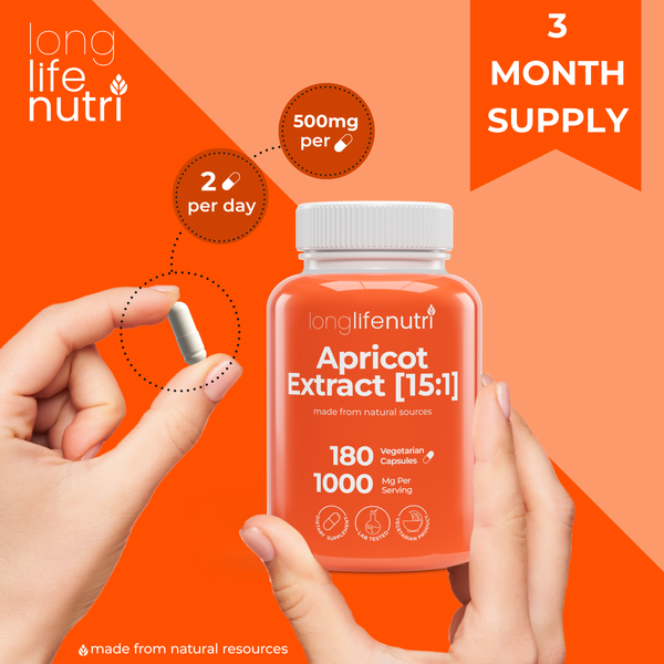 Apricot Extract 1000mg for Natural Vitality, 3-Month Supply, Made in USA