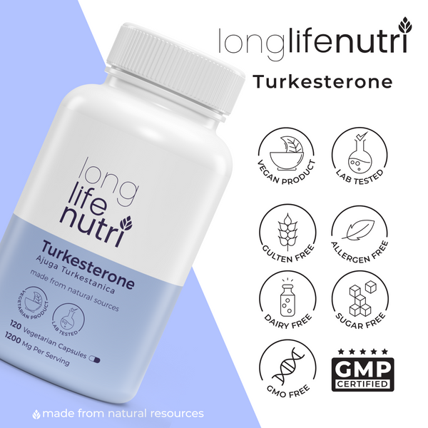 Turkesterone 1200mg - 120 Vegetarian Capsules, Lab Tested, Made in USA