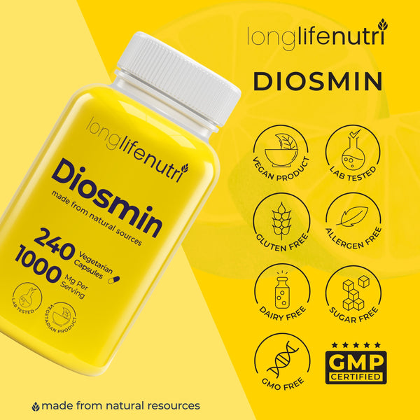 Diosmin 1000mg for Circulatory Health Support, 4-Month Supply, Made in USA