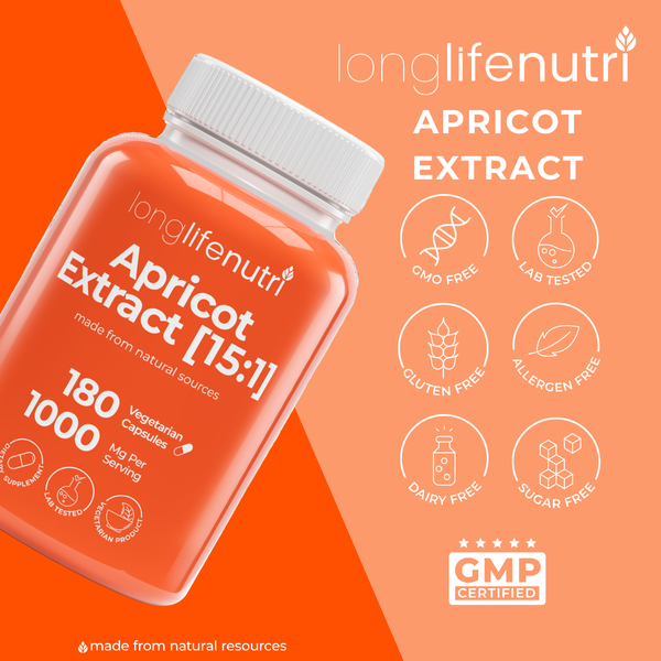 Apricot Extract 1000mg for Natural Vitality, 3-Month Supply, Made in USA