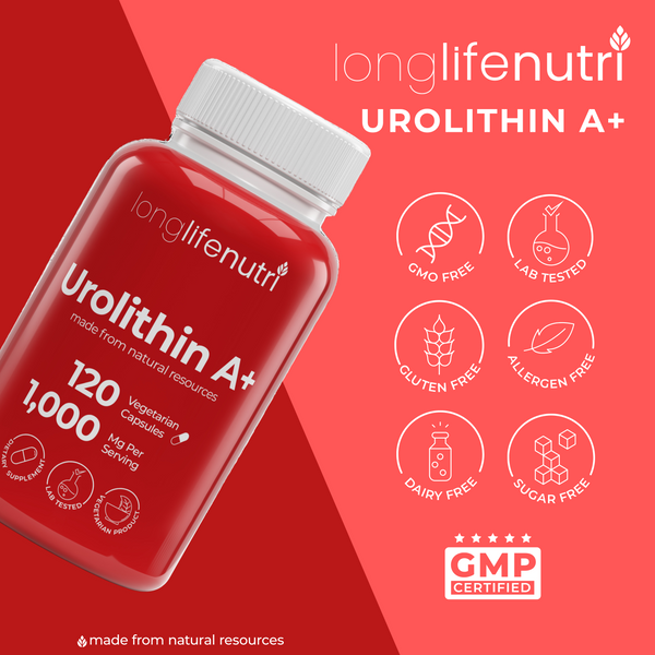 Urolithin A+ 1000mg - 120 Vegetarian Capsules, 2-Month Supply