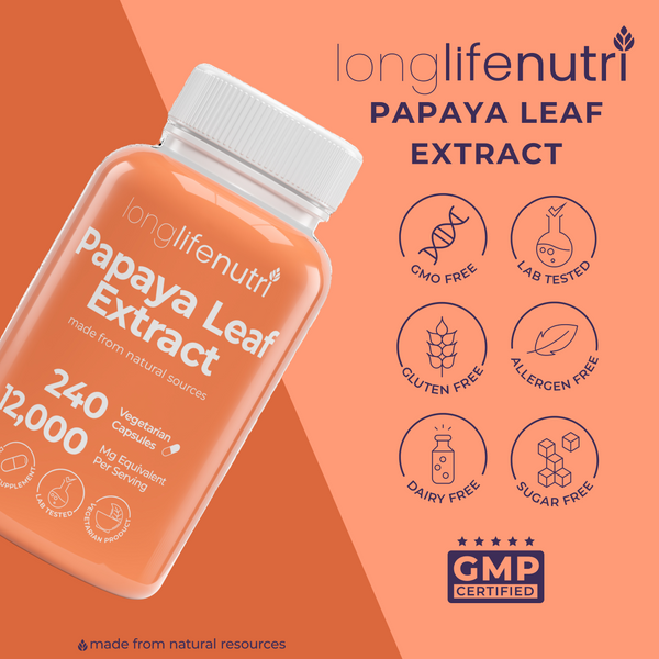 Papaya Leaf Extract 10:1 Supplement 12,000mg - 240 Vegetarian Capsules